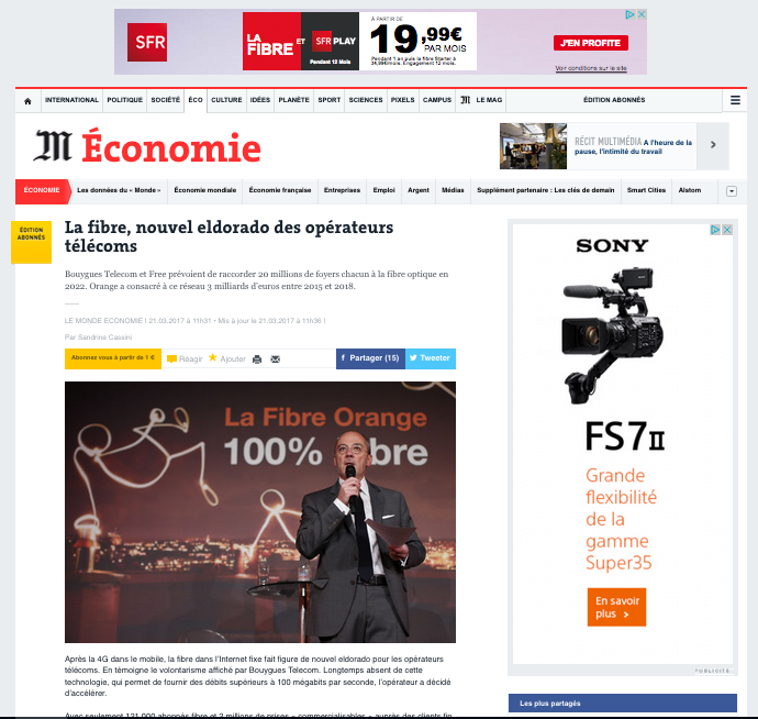 Exemples de publicités en display sur lemonde.fr