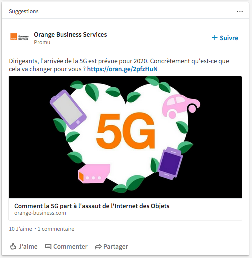 Post sponsorisé sur Linkedin