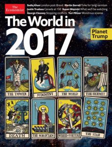 Une portant sur l'année 2017 de l'hebdomadaire The Economist