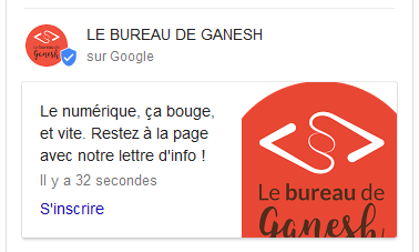 google posts - exemple le bureau de ganesh