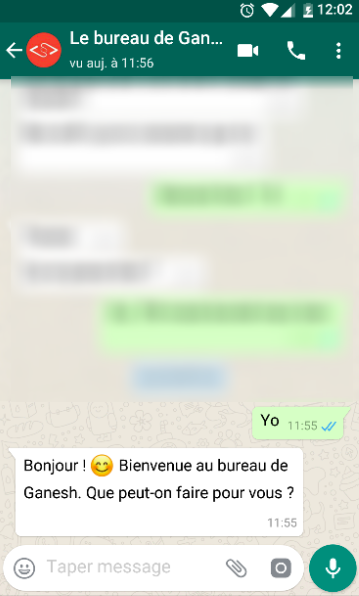 discussion whatsapp - le bureau de ganesh