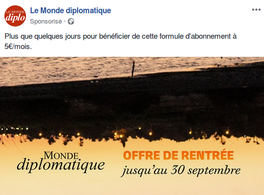 Publicité du journal "Le Monde diplomatique" sur Facebook.