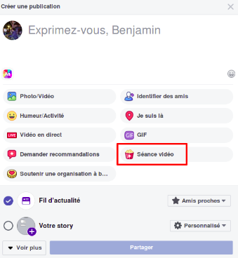 Facebook continue de vouloir être un réseau social de recommandations. Par exemple en proposant des "séances vidéos" à ses utilisateurs et utilisatrices : permettre de visionner une vidéo avec des amis, en même temps, via Facebook.