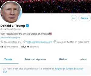 Suppression du compte Twitter de Trump : une apologie des sites web