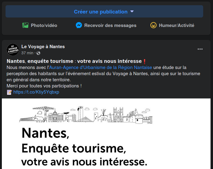 Extrait du fil d'actualité Facebook en tant que page du Solilab Nantes